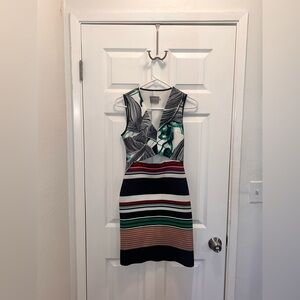 Clover Canyon Black and Green Striped Backless Dress